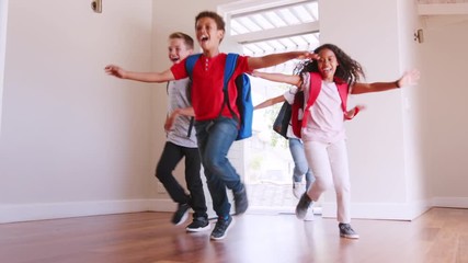 Wall Mural - Group Of Children Returning Home After School Day