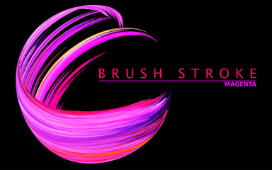 Aufkleber - Purple and magenta brushstroke on black. Colorful illustration with swirl
