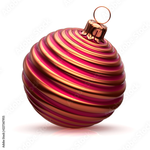 Fotografia Xmas ball Christmas decoration striped red golden stylish