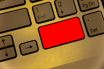 Leinwandbilder - Design business Empty copy space text for Ad website promotion isolated Banner template. Keyboard red key Intention create computer computing reflection document