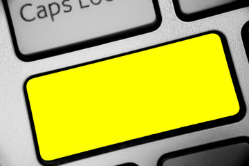 Leinwandbilder - Design business Empty template isolated Minimalist graphic layout template for advertising . Keyboard yellow key Intention create computer computing reflection document