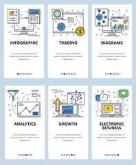 Fototapete - vector line art web and mobile app template set