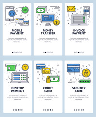 Fototapete - vector line art web and mobile app template set