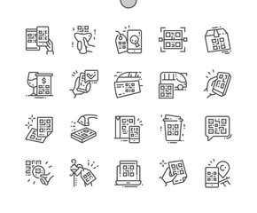 Poster - QR Code Well-crafted Pixel Perfect Vector Thin Line Icons 30 2x Grid for Web Graphics and Apps. Simple Minimal Pictogram