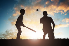 Boy Playing Baseball With His Father