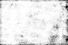 Grunge Background Black And White. Texture Of Chips, Cracks, Scratches, Scuffs, Dust, Dirt. Dark Monochrome Surface. Old Vintage Vector Pattern
