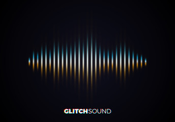 Poster - Audio or sound wave with music volume peaks and color glitch effect