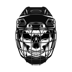 Wall Mural - Skull in a hockey helmet.