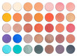 Assorted colors blusher or eyeshadow, isolated on white background. File contains a path to isolation.