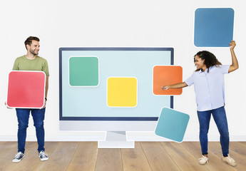 Wall Mural - people with web template icons