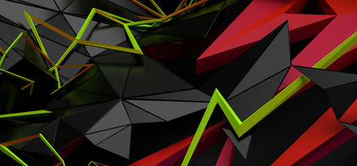 Poster - abstract 3d rendering of random geometric shapes. futuristic modern background design for poster, co