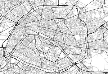 Vector city map of Paris in black and white