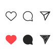 Set of heart, comment and message icons