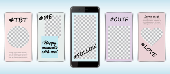 Poster - Template frame set for social media with hashtag for smartphone