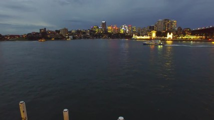 Canvas Print - Ferry along Sydney Harbour at night