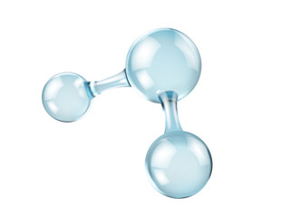 Wall Mural - glass molecule model. reflective and refractive abstract molecular shape isolated on white backgroun