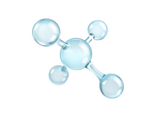 Wall Mural - glass molecule model. reflective and refractive abstract molecular shape isolated on white backgroun