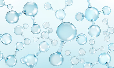 Wall Mural - abstract molecules design. atoms. molecular structure with blue spherical particles. vector illustra
