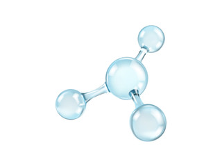 Wall Mural - glass molecule model. reflective and refractive abstract molecular shape isolated on white backgroun