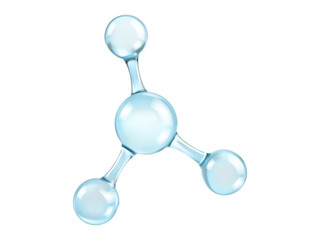 Wall Mural - glass molecule model. reflective and refractive abstract molecular shape isolated on white backgroun