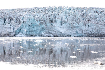 Wall Mural - isfjorden glacier front of blue ice in svalbard on a summer day.
