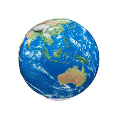 Fototapete - Planet earth globe isolated on white background. Blue and green realistic world. Earth day celebration.