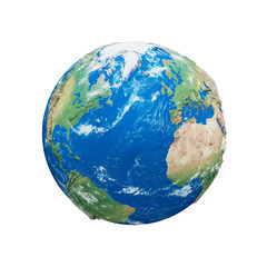 Fototapete - Planet earth globe isolated on white background. Blue and green realistic world. Earth day celebration.