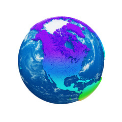 Fototapete - Planet earth globe isolated on white background. Rainbow continents and blue ocean. Earth day celebration.