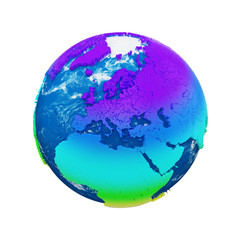 Fototapete - Planet earth globe isolated on white background. Rainbow continents and blue ocean. Earth day celebration.