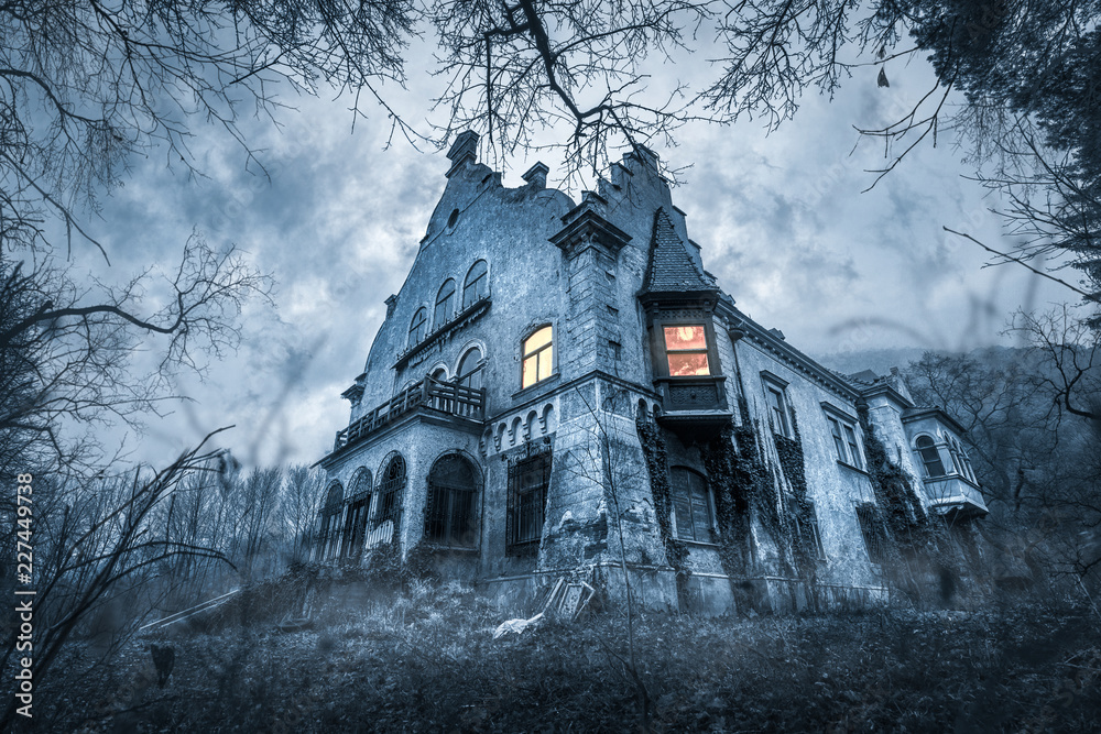 Old haunted abandoned house - obrazy, fototapety, plakaty 