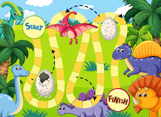 Wall Mural - Dinosaur path board game