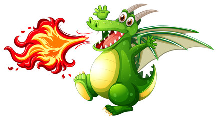 Wall Mural - A green dragon fire