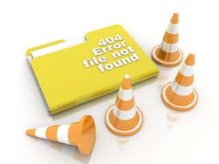 Poster - 3d rendering folder icon with traffic cones
