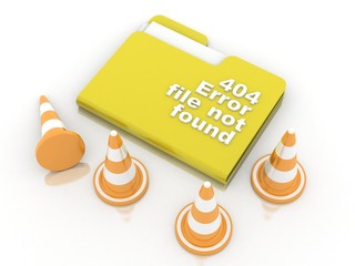 Poster - 3d rendering folder icon with traffic cones
