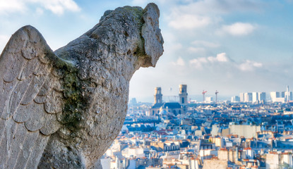 Poster - Aerial view of Paris City from the top of Notre Dame Cathedral w