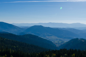  Carpathian mountains in sunny day in the autumn season
