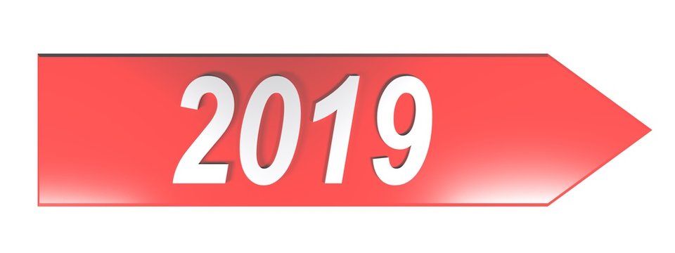2019 on red arrow - 3D rendering