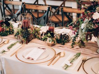 Wall Mural - Wedding decoration. Table set at wedding.