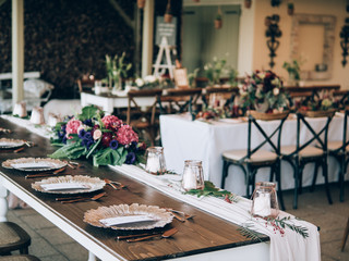 Wall Mural - Wedding decoration. Table set at wedding.