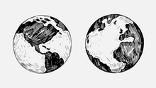 Sketch Of Planet Earth. Hand Drawn Illustration Converted To Vector
