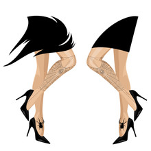Beautiful Witch Legs With Spider Web - Halloween Costume Vector Design Set