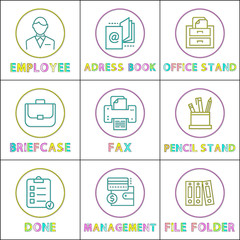 Poster - Business Mobile App Icons Linear templates Set