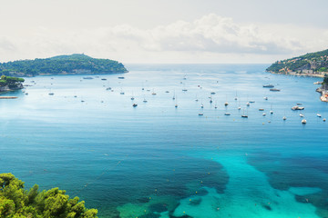 The beautiful bay of Villefranche-sur-Mer on the Cote D'Azur in France