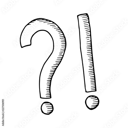Exclamation And Question Mark Icon Sketch Isolated Object
