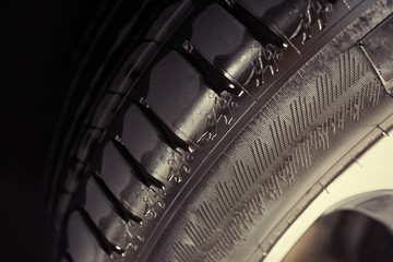 automobile wheel. wheel detail close up.