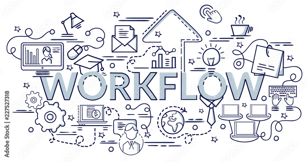 Flat colorful design concept for Workflow. Infographic idea of making ...