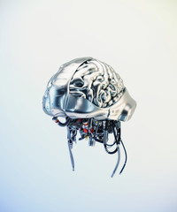 Wall Mural - Sci-fi robotic brain organ, 3d illustration