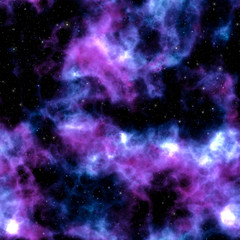 Wall Mural - night sky with bright blue red magenta colored nebula and stars seamless tiling