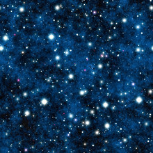 Night Sky With Blue Nebula And Stars Seamless Tiling