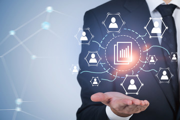 Poster - Businessman and document management interface